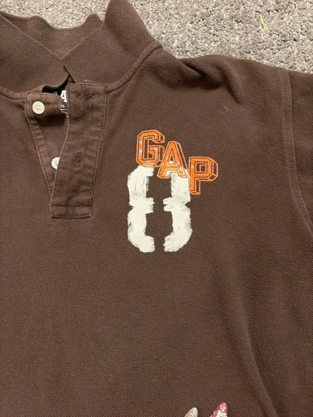 GAP Brown Long Sleeve Polo with Contrast Embroidered Detail